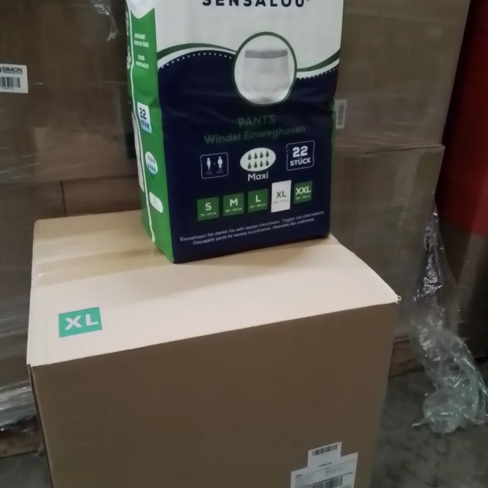 PALLET OF SENSALOU INCONTINENCE PANTS XL APPROXIMATELY 4 PACKS PER BOX