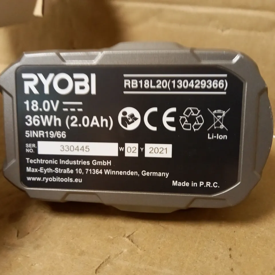 RYOBI 18V LITHIUM BATTERY 2.0Ah
