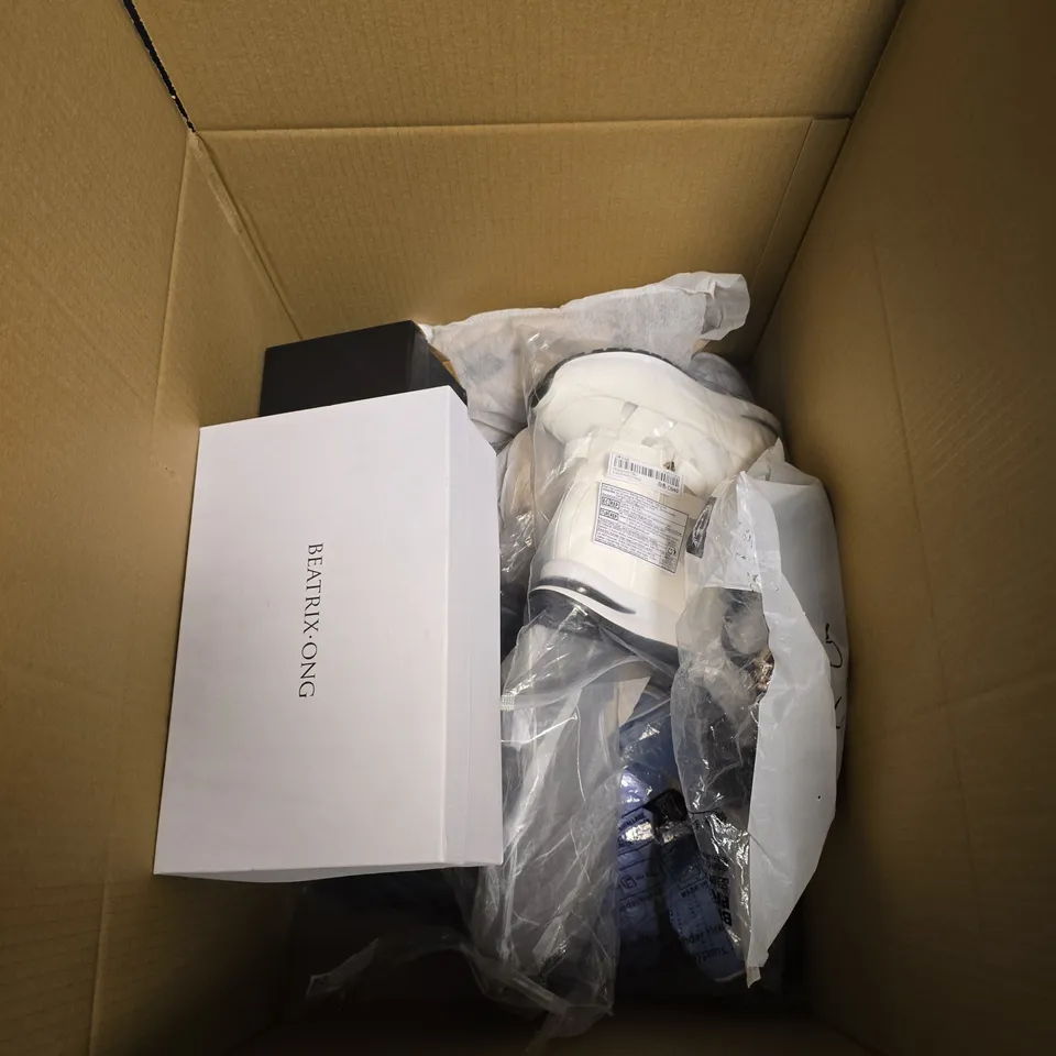 BOX OF APPROXIMATELY 15 ASSORTED SHOES IN VARIOUS COLOURS, SIZE AND STYLES
