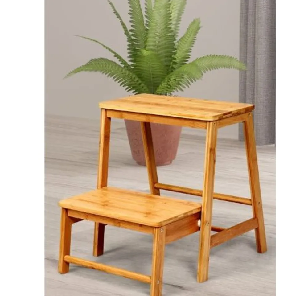 BOXED COSTWAY BAMBOO FOOTSTOOL WITH 2 STEPS 