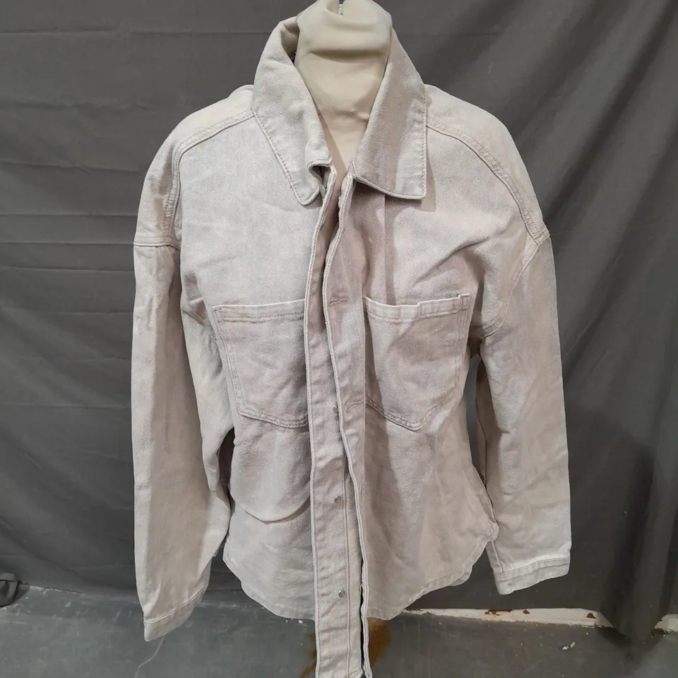 MISSAP DENIM ACID WASH OVERSIZED SHACKET - SIZE 10