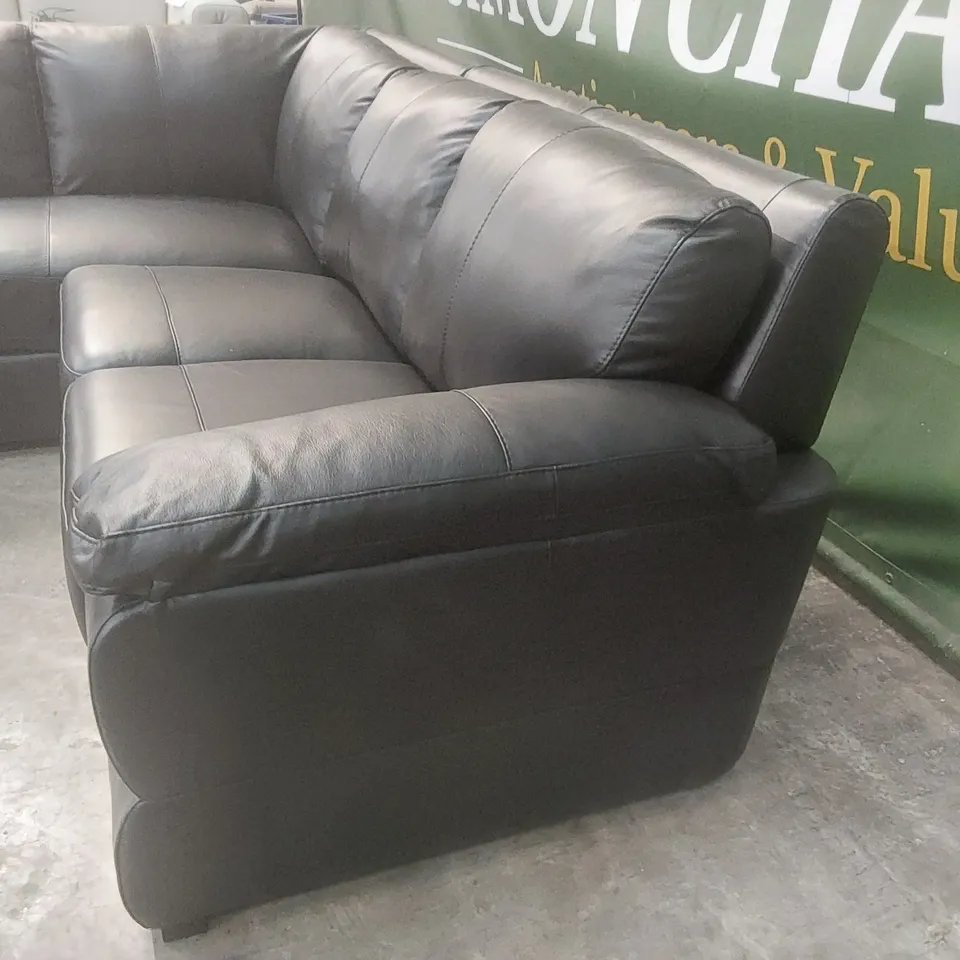 QUALITY DESIGNER MARLOW ITALIAN LEATHER LEFT HAND CORNER CHAISE