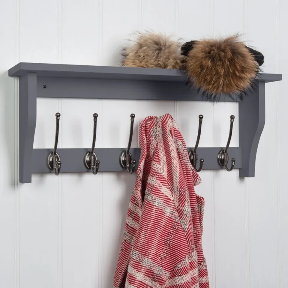 LUSTIG SHELF WITH 6 COAT HOOKS