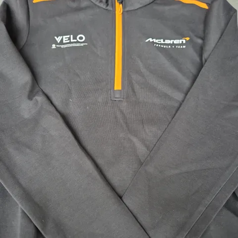 UNOFFICIAL MCLAREN RACING JACKET – BLACK WITH ORANGE ZIP, UK S (US XS)