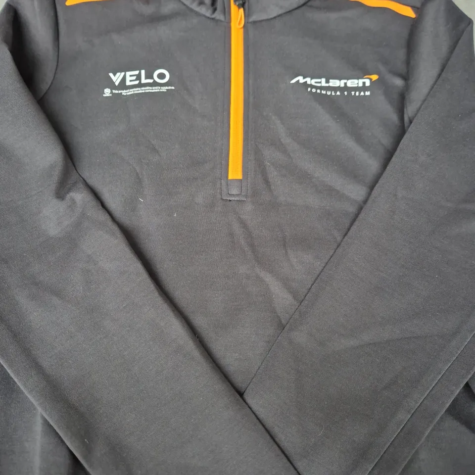 UNOFFICIAL MCLAREN RACING JACKET – BLACK WITH ORANGE ZIP, UK S (US XS)