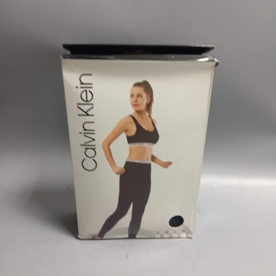 BOXED CALVIN KLEIN LADIES CROP TOP AND LEGGINGS SET BLACK LARGE