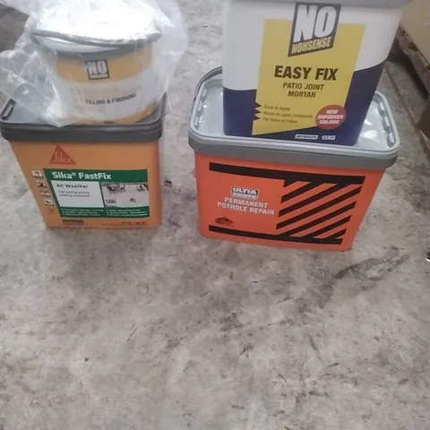 PALLET OF ASSORTED DIY, HOME IMPROVEMENT AND BUILDING PRODUCTS TO INCLUDE; PATIO JOINT MORTAR, READY MIXED JOINTING, PERMANENT POTHOLE REPAIR, SELF SETTING PAVING JOINTING COMPOUND ETC