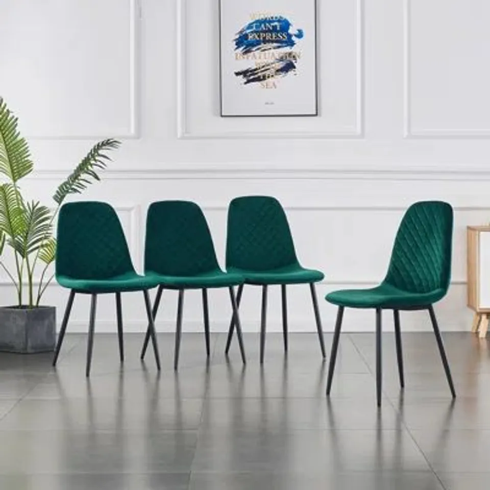 BOXED SET OF 4 KAYLANI MODERN VELVET UPHOLSTERED DINING CHAIR - DARK GREEN (1 BOX)