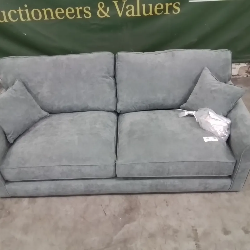 QUALITY DESIGNER ELIZA 3 SEATER GREY FABRIC UPHOLSTERED SOFA