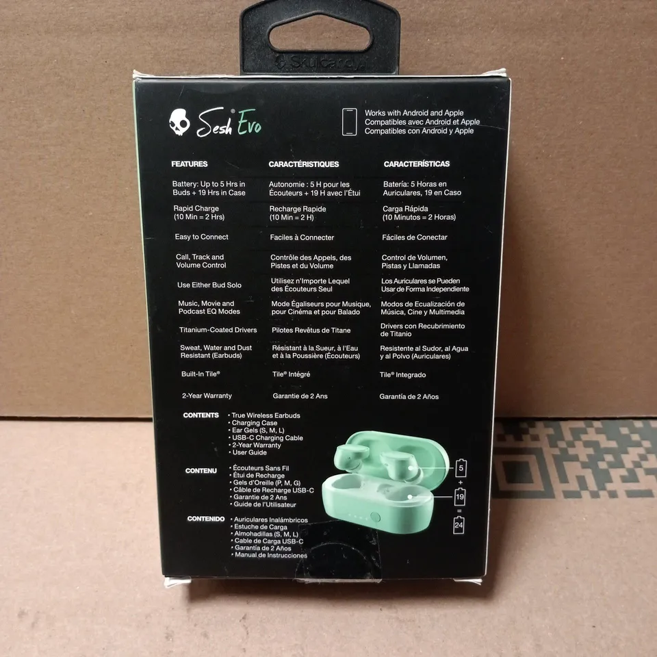 SKULLCANDY SESH EVO TRUE WIRELESS EARBUDS – GREEN (BOXED)