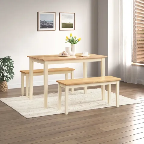 BOXED ALISSAH SOLID WOOD FARMHOUSE DINING TABLE - TRADITIONAL RUSTIC KITCHEN STYLE 