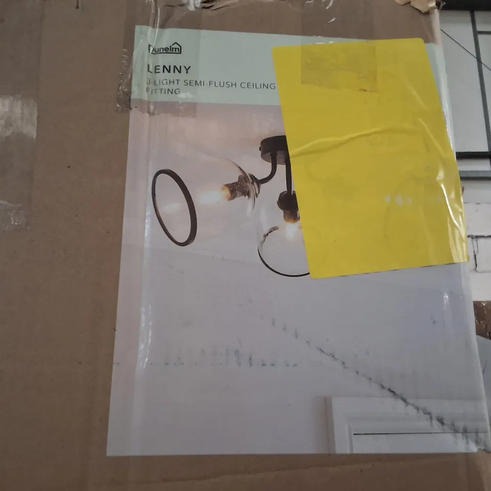 BOXED DUNELM LENNY 3-LIGHT SEMI-FLUSH CEILING FITTING