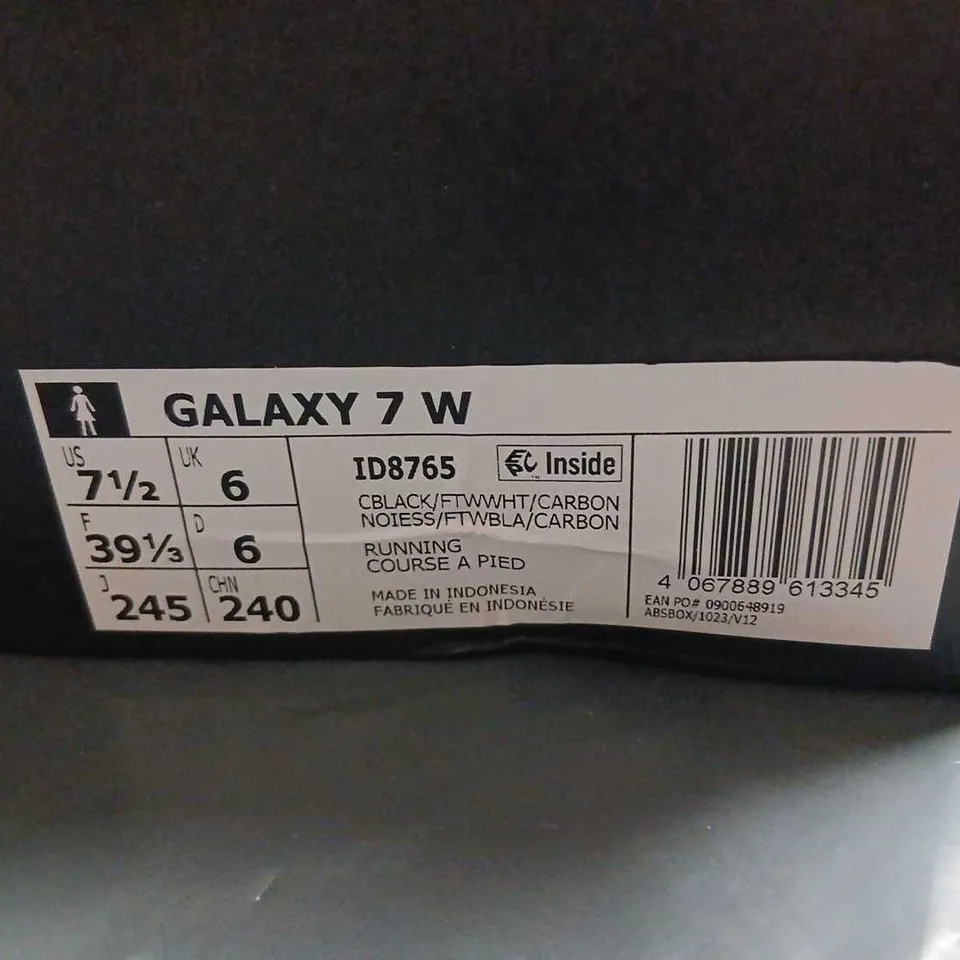 ADIDAS GALAXY 7 W RUNNING SHOES – BLACK/WHITE, BOXED UK 6 (US 7.5)