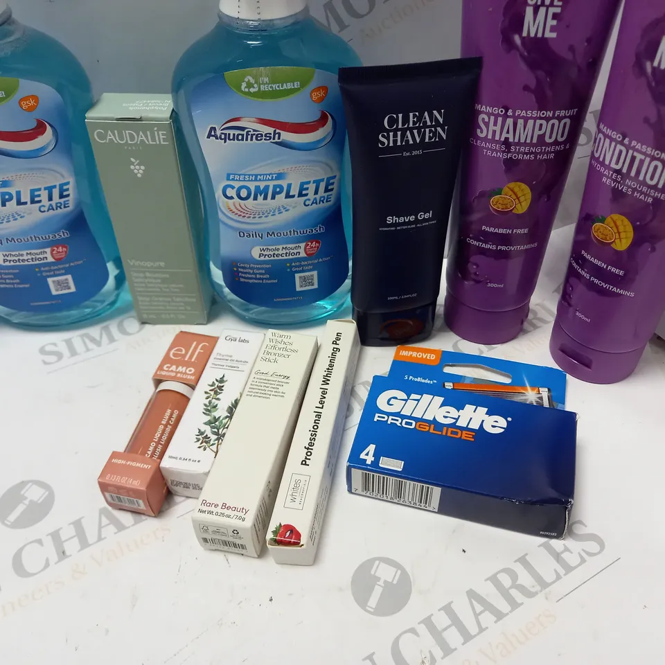 LOT OF BEAUTY PRODUCTS TO INCLUDE AQUAFRESH MOUTHWASH, ETC