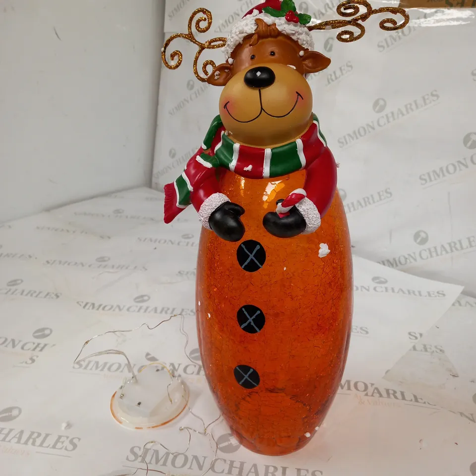FESTIVE PRE-LIT LARGE GLASS CHRISTMAS CHARACTER - REINDEER