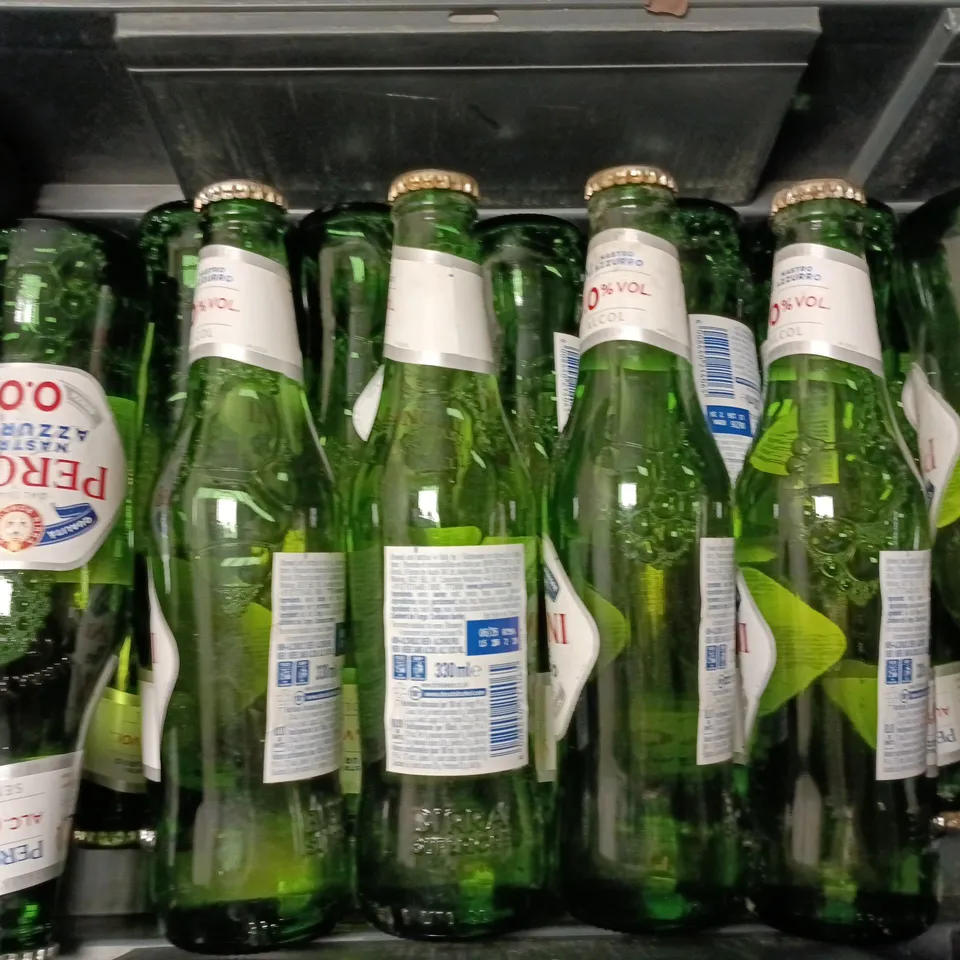APPROXIMATELY 16 PERONI NASTRO AZZURRO 0.0% NON-ALCOHOLIC BEERS – 330ML BOTTLES IN CRATE - COLLECTION ONLY