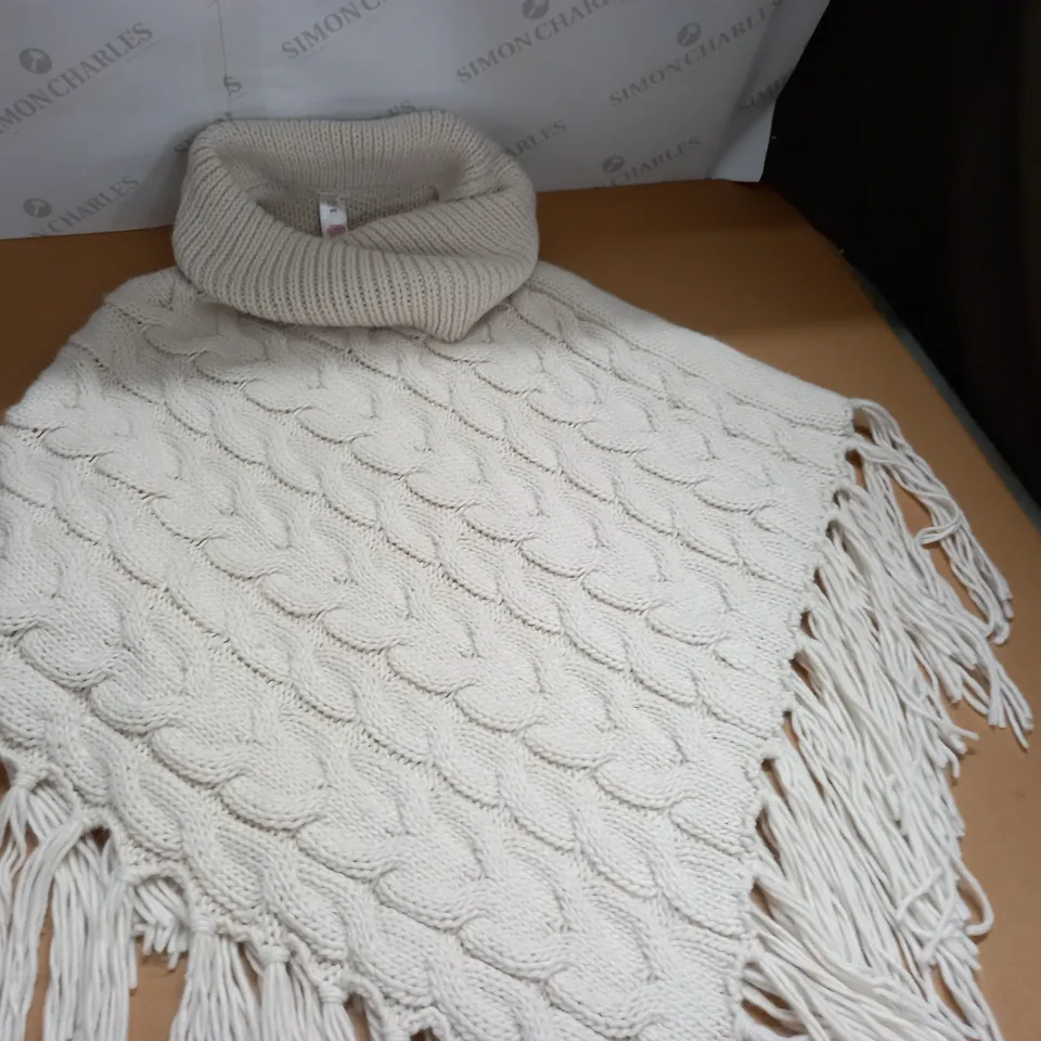F&F CABLE KNIT ROLL NECK PONCHO - M/L