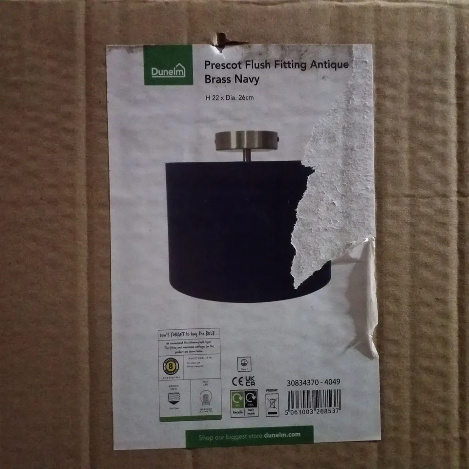 BOXED DUNELM PRESCOT FLUSH FITTING ANTIQUE BRASS NAVY
