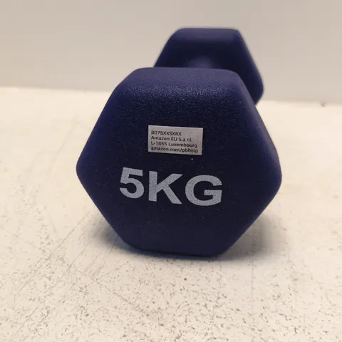 BLUE HEX DUMBBELL 5 KG – RUBBER-COATED