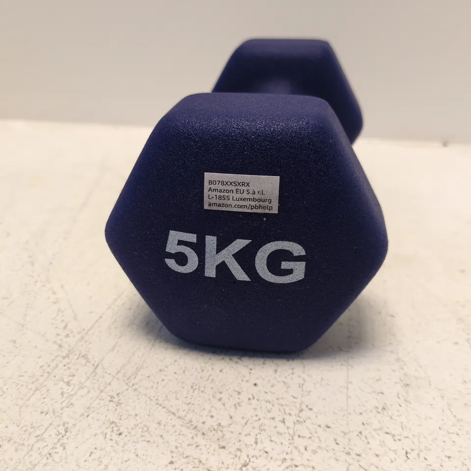 BLUE HEX DUMBBELL 5 KG – RUBBER-COATED