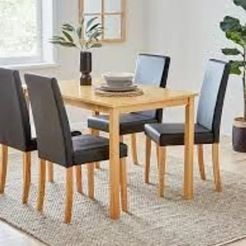 BOXED SET OF 4 PRIMO FAUX LEATHER CHAIRS - WOOD/BLACK (1 BOX)