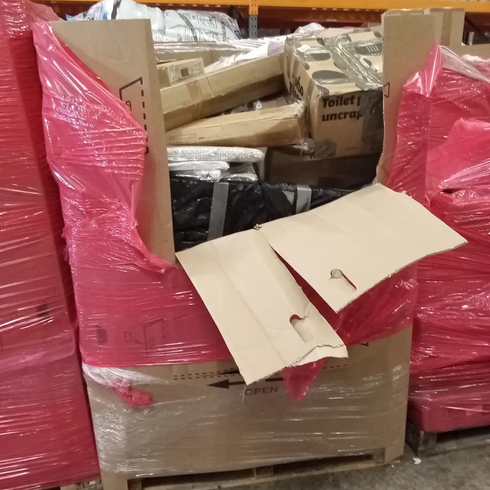 PALLET OF ASSORTED ITEMS INCLUDING: NON-SLIP MATS, FURNITURE LEGS, TOILET SEAT ETC