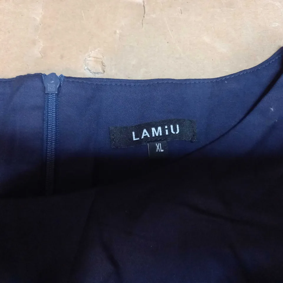 LAMIU NAVY BLUE SHORT SLEEVED DRESS - SIZE XL
