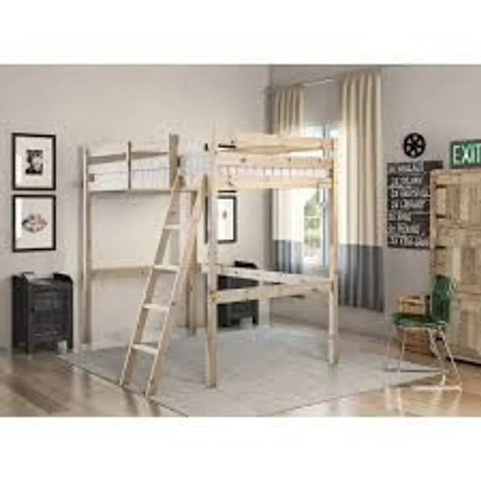 BOXED JANAE HEAVY DUTY LOFT HIGH SLEEPER BUNK BED (2 BOXES)