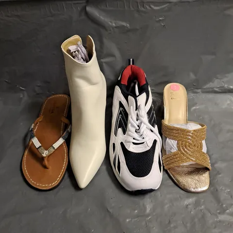 BOX OF APPROXIMATELY 15 PAIRS OF ASSORTED SHOES IN VARIOUS COLOUR, STYLES AND SIZES