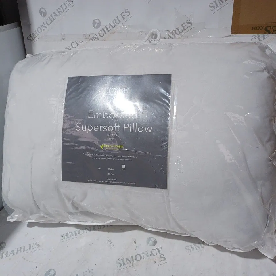 COZEE HOME EMBOSSED SUPERSOFT PILLOW - SET OF 2.
