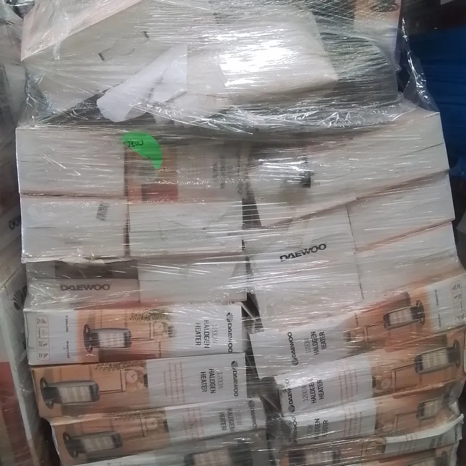 PALLET CONTAINING VARIOUS ELECTRICAL ITEMS AND HOUSEHOLD PRODUCTS TO INCLUDE:TOWER FAN,1200W HEATER,1200W HEATED BLANKET