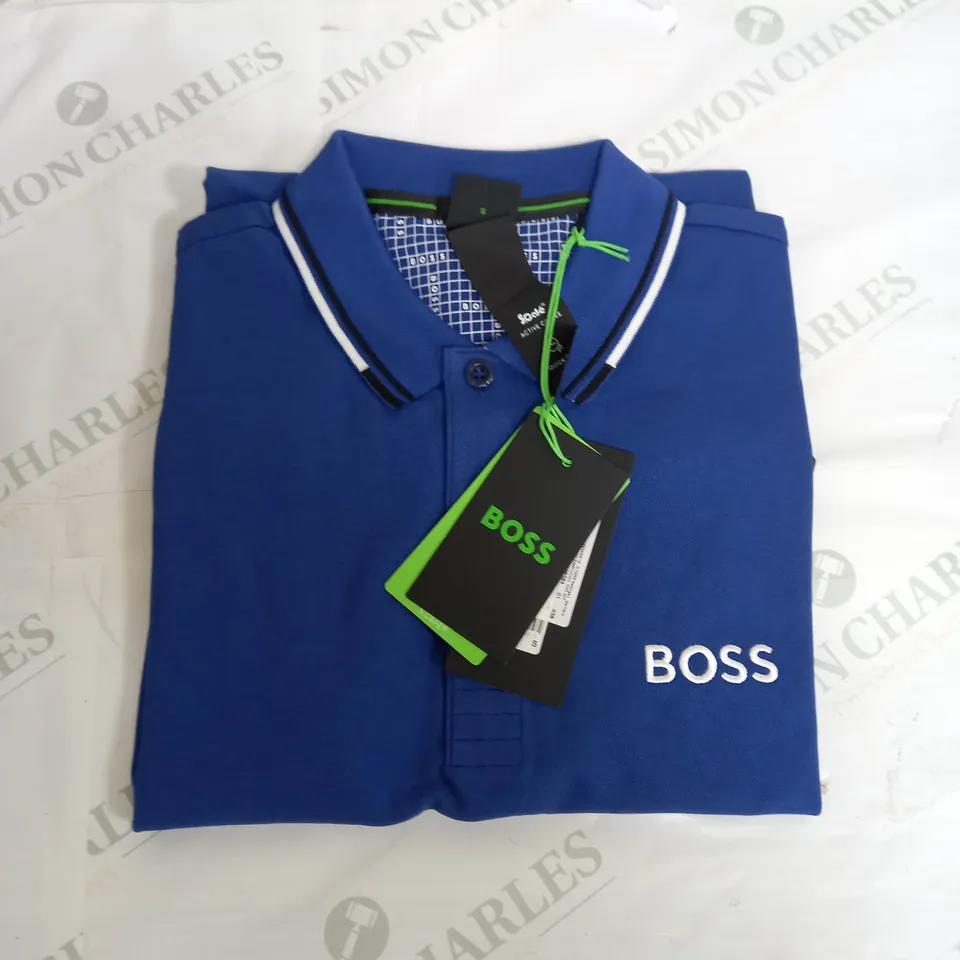 HUGO BOSS BRIGHT BLUE ROYAL LIVERPOOL POLO SHIRT - SMALL