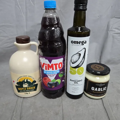 APPROXIMATELY 5 ASSORTED FOOD ITEMS TO INCLUDE - GARLIC MAYONNAISE , VIMTO AND LIGHT AVOCADO OIL 