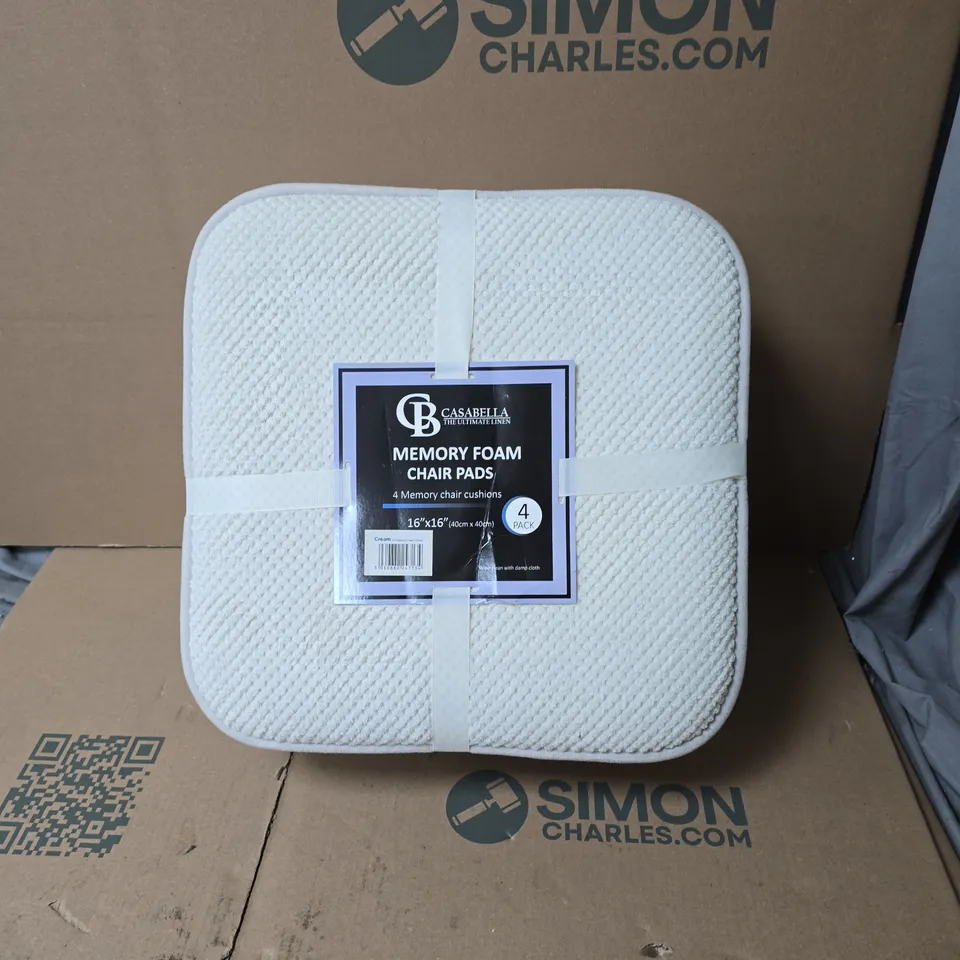 CASABELLA MEMORY FOAM CHAIR PADS 4-PACK, 16X16 INCHES (40X40 CM)