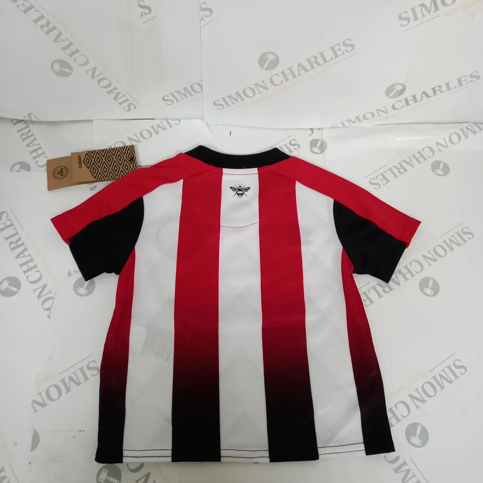 BRENTFORD FC HOME SHIRT AND SHORTS SIZE 2-3 YEARS