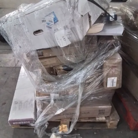 PALLET CONTAINING ASSORTED ITEMS TO INCLUDE: TOWEL RAILS, TOILET SEATS, RADIATOR COVER ECT.