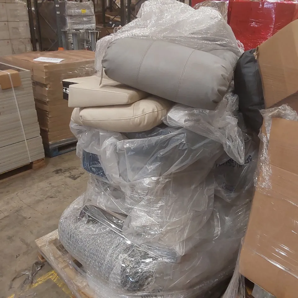 PALLET CONTAINING A LARGE QUANTITY OF ASSORTED FURNITURE PARTS INCLUDING: CHAIR PARTS ECT