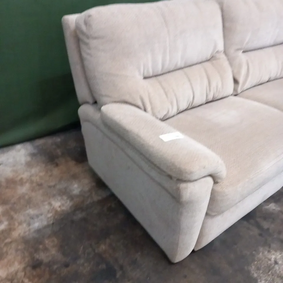 DESIGNER BEIGE FABRIC THREE SEATER SOFA