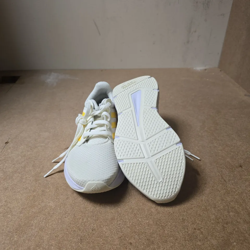 ADIDAS WHITE & YELLOW TRAINERS – 3-STRIPES - UK SIZE 5.5 