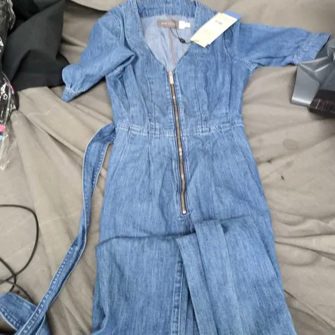 MINT VELVET ZIP FRONT DENIM JUMPSUIT – UK8 (EU36, US4)