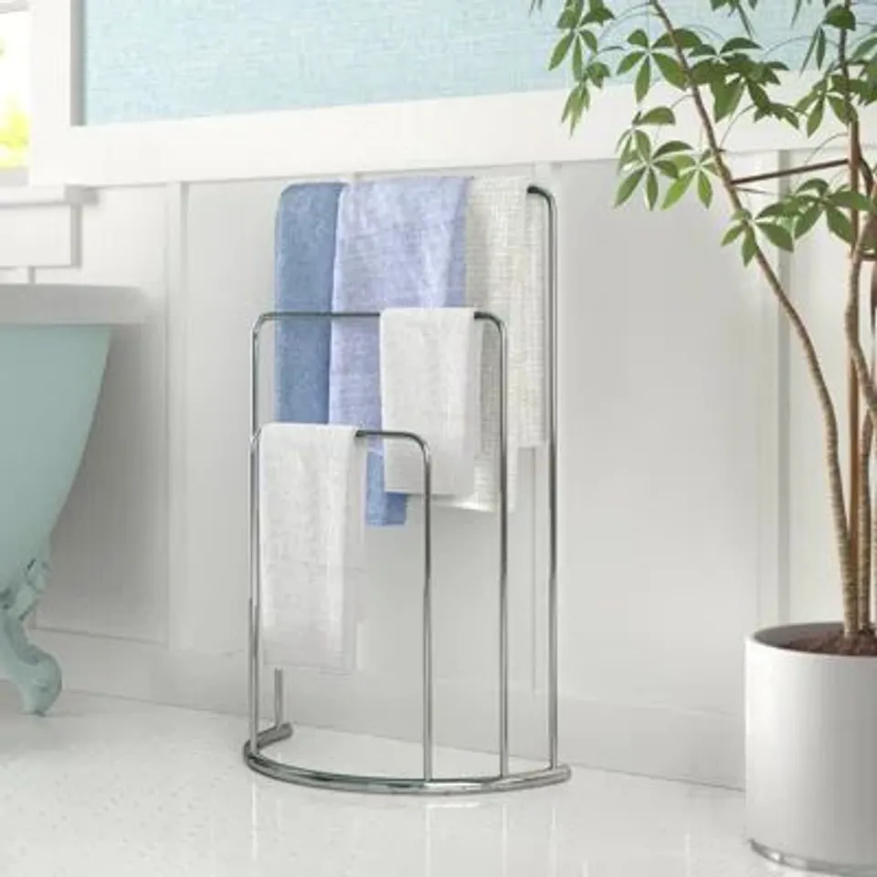 BOXED FREE STANDING 3 TIER TOWEL STAND - MIRROR FINISH (1 BOX)