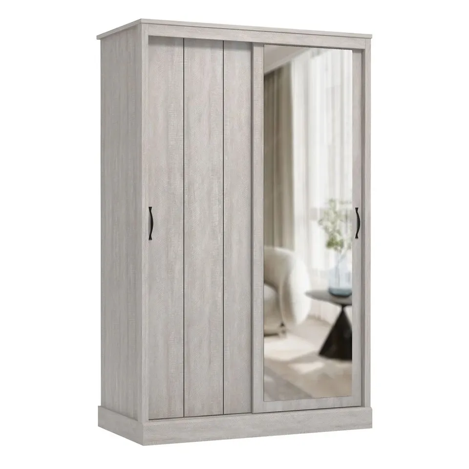 BOXED 2 DOOR SLIDING WARDROBE WITH MIRROR (4 BOXES)