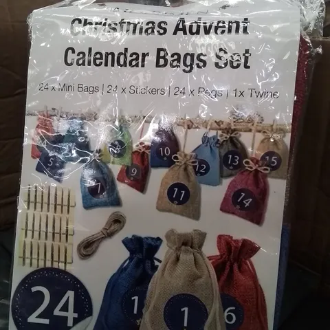 BOX CONTAINING APPROXIMATELY 60 BRAND NEW CHRISTMAS ADVENT CALENDAR BAG SETS 
