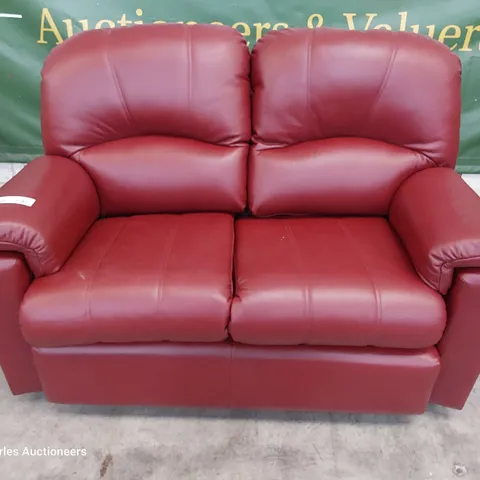 QUALITY BRITISH DESIGNER G PLAN CHLOE SMALL TWO SEATER SOFA CAPRI CLARET LEATHER