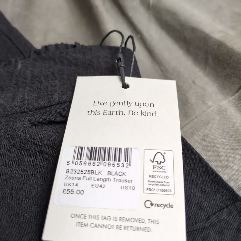 NOBODY'S CHILD WIDE LEG TROUSERS SIZE 14 BLACK