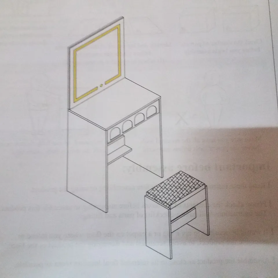 BOXED CLIPOP DRESSING TABLE WITH STOOL - WHITE 