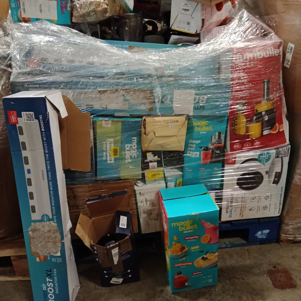 PALLET OF ASSORTED ELECTRICAL PRODUCTS TO INCLUDE; RADIATOR,KETTLE, NUTRIBULLET,FAN,ETC