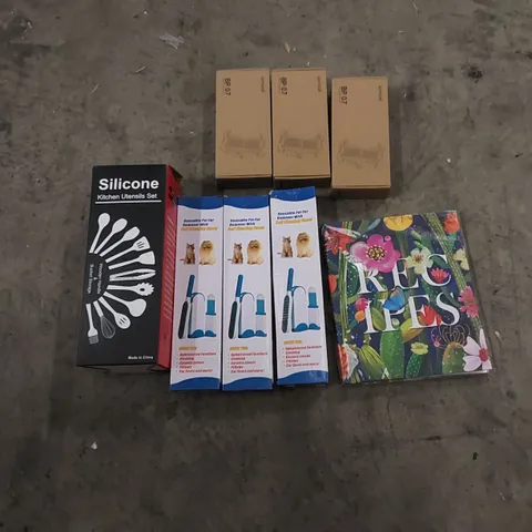 PALLET TO CONTAIN ASSORTED HOUSEHOLD ITEMS AND CONSUMER PRODUCTS. INCLUDING PHONE HOLDERS, PHONE CASES, PET FUR REMOVERS, KITCHEN UTENSIL SET ETC