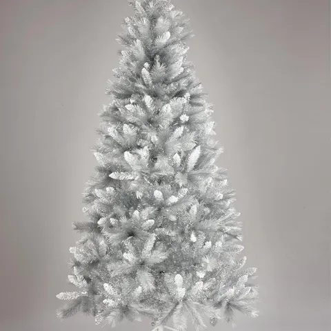 7FT SILVER GREY SPARKLE CHRISTMAS TREE WITH FROSTED TIPS - COLLECTION ONLY