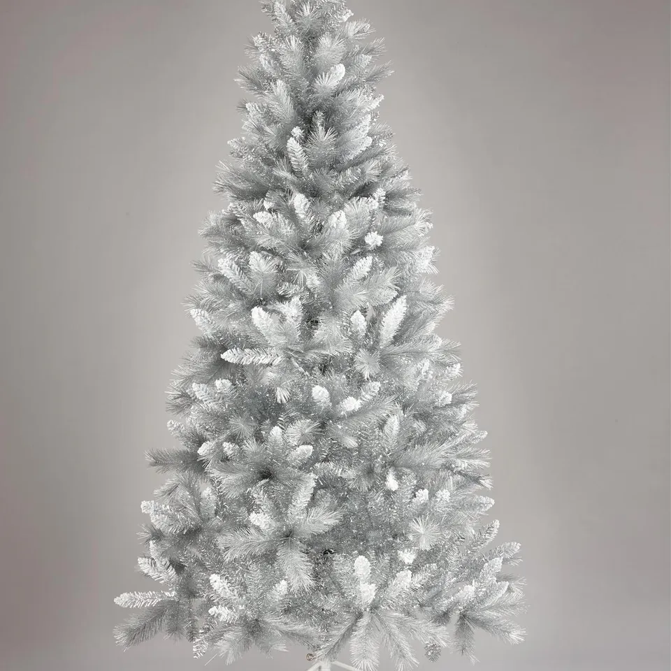 7FT SILVER GREY SPARKLE CHRISTMAS TREE WITH FROSTED TIPS - COLLECTION ONLY RRP £149.99